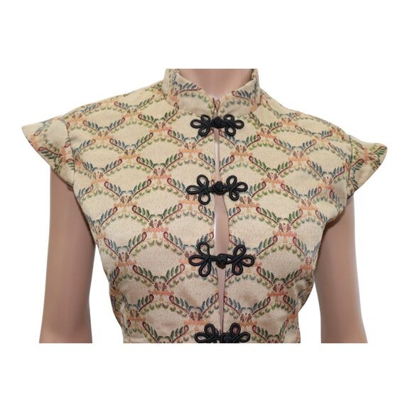 AVANT GARDE Oriental Brocade Vest Top Cap Sleeve S-M - Picture 7 of 8